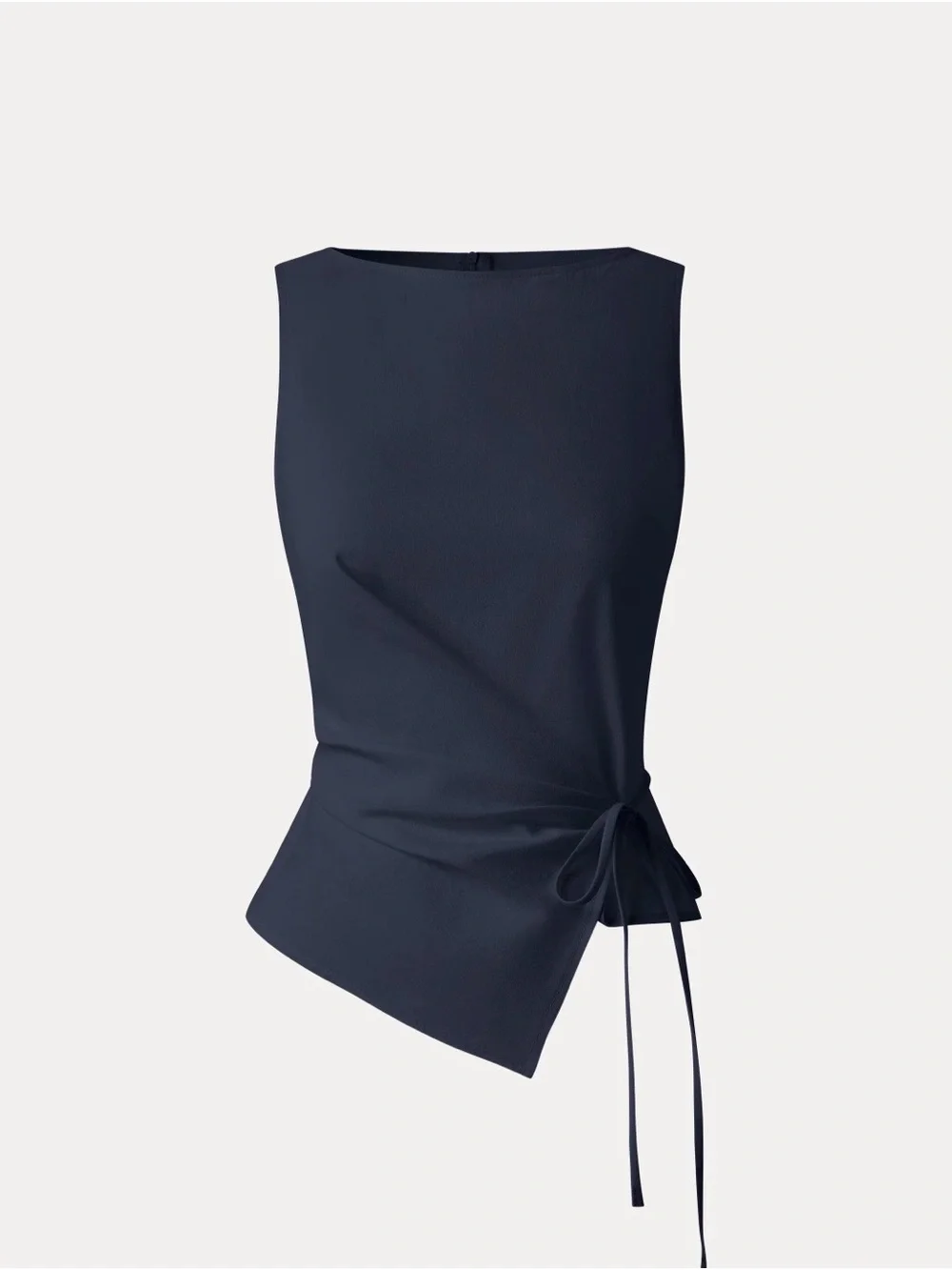 OGL Navy Side-Tie Asymmetric Sleeveless Top - Large - Picture 1 of 7